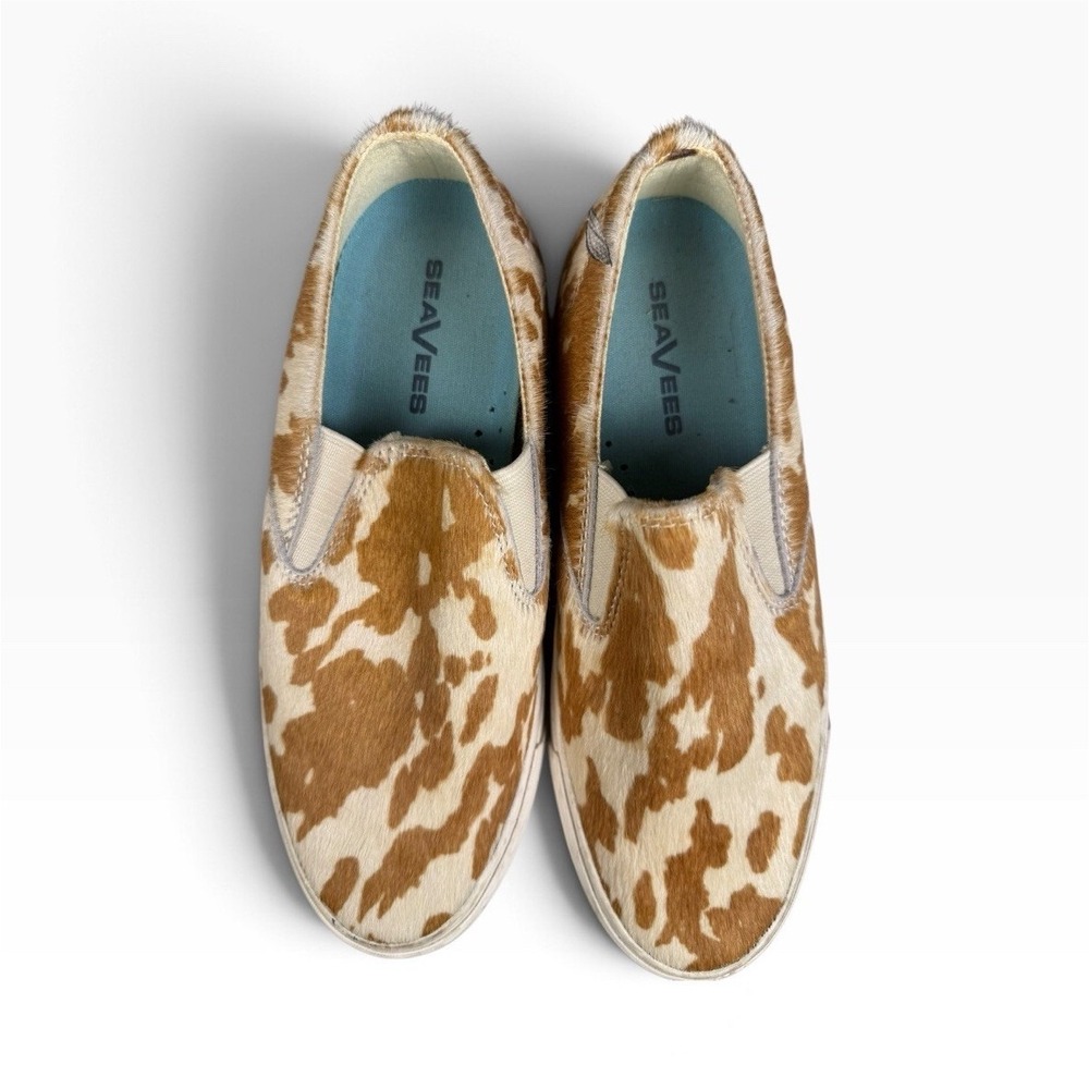 SeaVees Baja Platform Mulholland Cowhide Slip-On Low Top Sneaker Brown/White 7.5